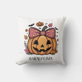 リボンのハロウィンパンプキン 赤ちゃん女の子用枕 クッション