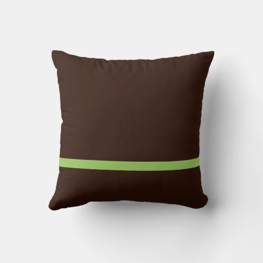 リボンのブラウンのライムグリーン家族のモノグラムのデザイン クッション (裏面)