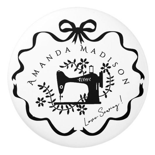 リボンのリボン裁縫 セラミックノブ (正面)