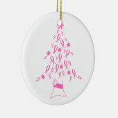 リボンの乳癌が付いているクリスマスツリー セラミックオーナメント (右)