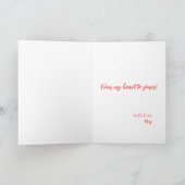 リボンの付いたピンクと赤のハートのバレンタインデーカード カード (内部)