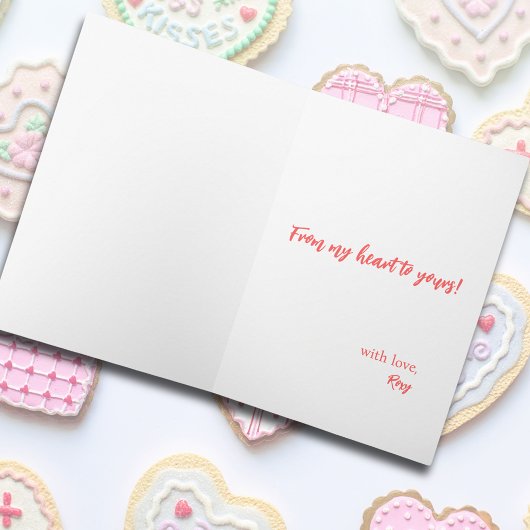 リボンの付いたピンクと赤のハートのバレンタインデーカード カード