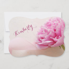 リボンの付いたピンクの芍薬の花嫁のメイド 招待状