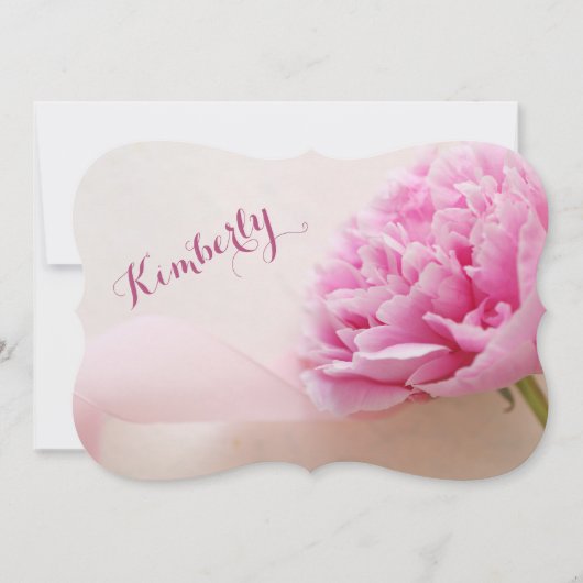 リボンの付いたピンクの芍薬の花嫁のメイド 招待状 (正面)