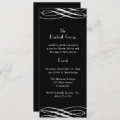 リボンの付いたブラックなイベントを命名 招待状 (正面/裏面)