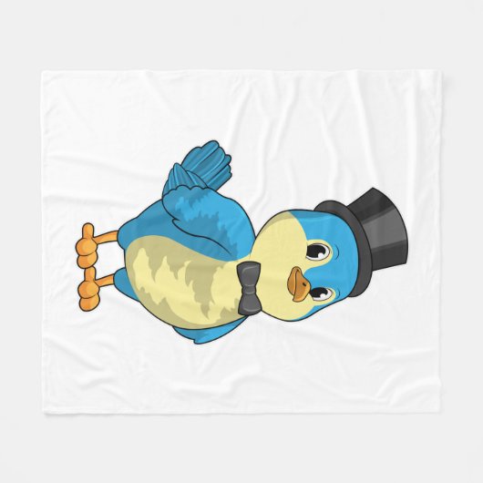 リボンの付いた新郎としての鳥 フリースブランケット (正面(横))