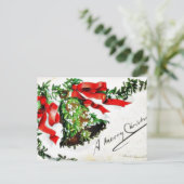 リボンの付いた鐘のクリスマスグリーティング シーズンポストカード (スタンド正面)