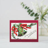 リボンの付いた鐘のクリスマスグリーティング シーズンポストカード (スタンド正面)