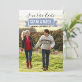 リボンの保存日付の写真カード-ラベンダー セーブザデート (スタンド正面)