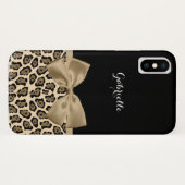 リボンの弓と名前を持つラブリーブラウンジャガープリント Case-Mate iPhoneケース (裏面(横))