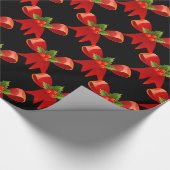 リボンの弓ヒイラギのThunder_Coveの赤い黒 ラッピングペーパー (角)