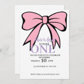 リボンの最初の誕生日の招待 シーズンカード (正面/裏面)