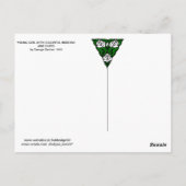 リボンの渦巻きカラフルとキューピッドを持つ若い少女 ポストカード (裏面)