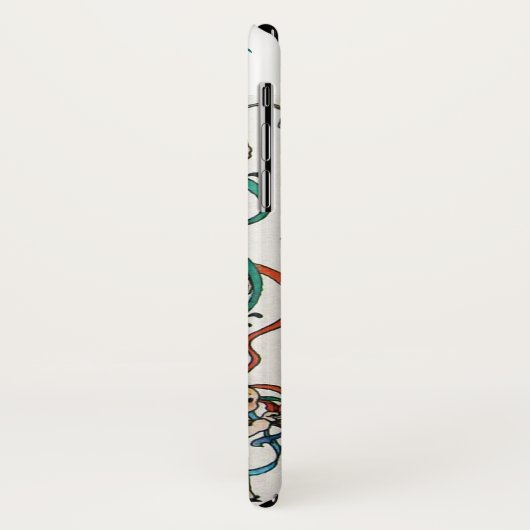 リボンの渦巻きカラフルとキューピッドを持つ若い少女 Case-Mate iPhoneケース (裏面/左)