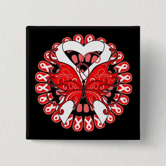 リボンの肺がん蝶の輪 缶バッジ (正面)