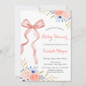 リボンの花《写真》ぼけ味赤ちゃんシャワー 招待状 (正面)