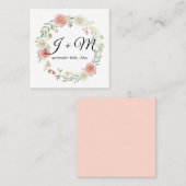 リボンの赤面の花のリースを積み重ねる結婚式の続き スクエア名刺 (正面/裏面)