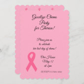 リボンの"さようならChemo"のピンクのパーティの招待状 招待状 (正面/裏面)