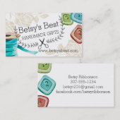 リボンははさみのぼろぼろのシックな裁縫にボタンをかけます 名刺 (正面/裏面)