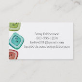 リボンははさみのぼろぼろのシックな裁縫にボタンをかけます 名刺 (裏面)