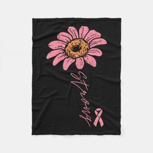 リボンひまわり強い乳がん認識度Wo フリースブランケット (正面)