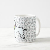 リボンをつけた白い犬   コーヒーマグカップ (正面右)