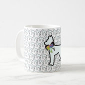 リボンをつけた白い犬   コーヒーマグカップ (正面左)
