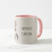 リボンを付けたかわいい茶色の子犬 マグカップ (正面右)