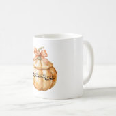 リボンを付けたカボチャ コーヒーマグカップ (正面右)