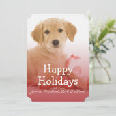 リボンを付けたゴールデンレトリバーの子犬 シーズンカード (スタンド正面)