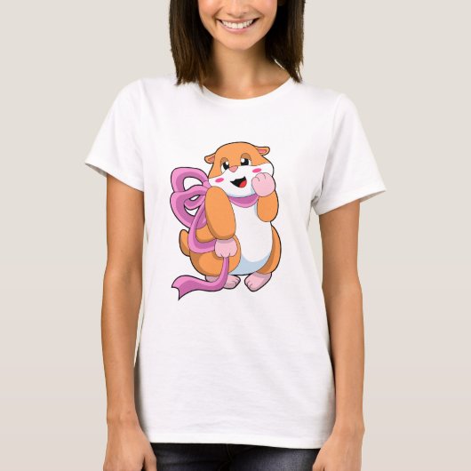 リボンを付けたハムスター Tシャツ (正面)