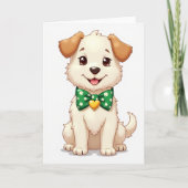 リボンを付けた子犬のカード カード (正面)