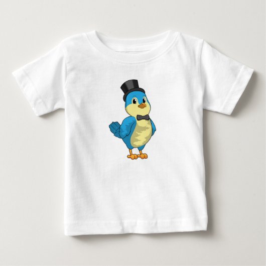 リボンを付けた新郎としての鳥 ベビーTシャツ (正面)