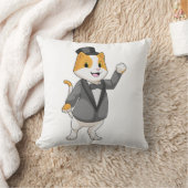 リボンを付けた猫の花婿 クッション (ブランケット)