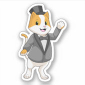 リボンを付けた猫の花婿 シール (正面)