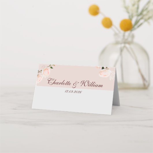 リボンを使用したソフト紫とグレーの効果c プレイスカード (裏面)