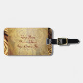 リボンを持つ美しくエレガントなヴィンテージの黄色バラ ラゲッジタグ (正面横)