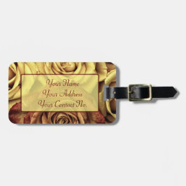 リボンを持つ美しくエレガントなヴィンテージの黄色バラ ラゲッジタグ