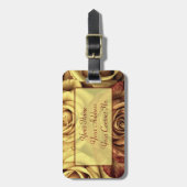 リボンを持つ美しくエレガントなヴィンテージの黄色バラ ラゲッジタグ (正面縦)