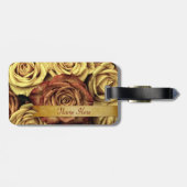 リボンを持つ美しくエレガントなヴィンテージの黄色バラ ラゲッジタグ (裏面横)