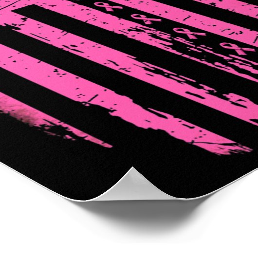 リボンアメリカ国旗Usa乳がん認識度G ポスター (角)