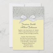 リボンイエロー/シルバーレースダマスクウェディング招待状 招待状 (正面)