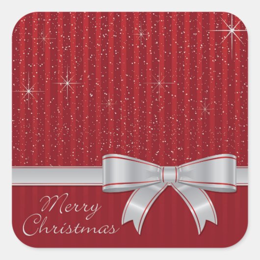 リボンエレガントと星 スクエアシール (正面)