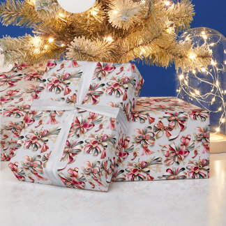 リボンエレガントをコケットし、クリスマスを弓 ラッピングペーパー