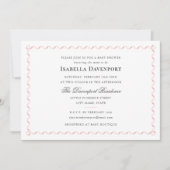 リボンエレガントキャンディストライプのベビーシャワーピンク 招待状 (正面)