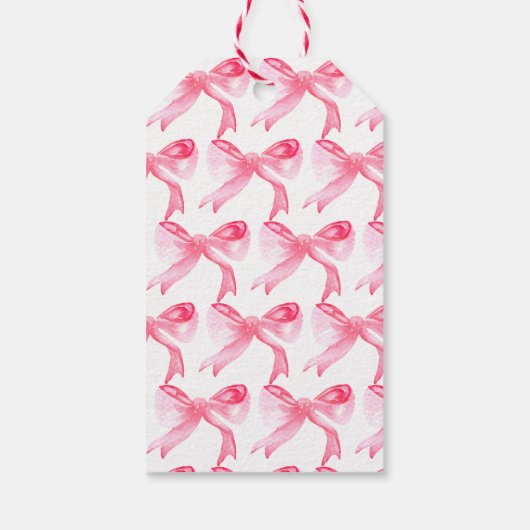 リボンエレガントピンクボウとベビーガール赤ちゃんシャワー ギフトタグ (裏面)