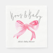 リボンエレガントピンクボウとベビーガール赤ちゃんシャワー スタンダードランチョンナプキン (正面)