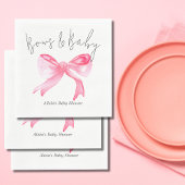 リボンエレガントピンクボウとベビーガール赤ちゃんシャワー スタンダードランチョンナプキン