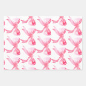 リボンエレガントピンクボウとベビーガール赤ちゃんシャワー ラッピングペーパーシート (正面2)