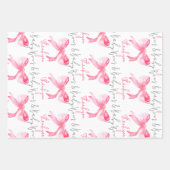 リボンエレガントピンクボウとベビーガール赤ちゃんシャワー ラッピングペーパーシート (正面)